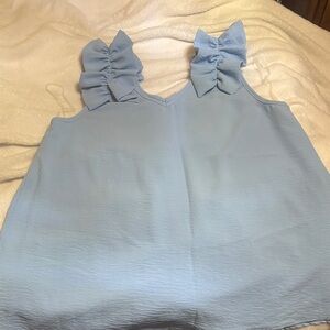 Entro Sky Blue Bow Accent Blouse